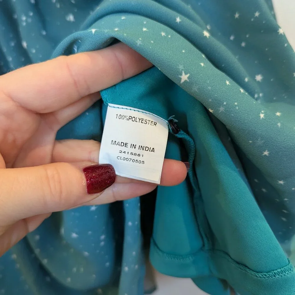 ESHAKTI Wayward Fancies Ombre Star Print Dress 1X-18W Crepe Pleated Empire Waist - Picture 8 of 11